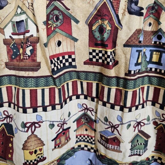 VTG 80s Christmas Sheath Dress Apron Womens Holiday Santa Winter Grandma Birds L - Picture 5 of 9